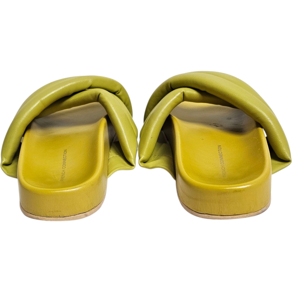 French Connection Yellow Green Hayden Slide Sandals Puffy Straps Criss Cross 7 - Picture 7 of 11